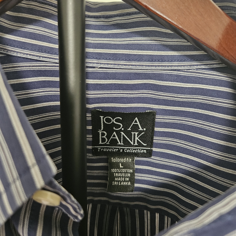 Jos. A. Bank Navy and White Striped Button Down Shirt - Picture 3 of 5